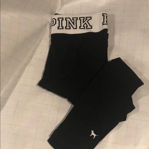 Pink medium black leggings